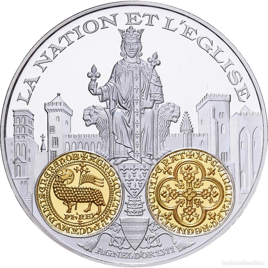 Medallas hist&oacute;ricas: [#1529946] Francia, medalla, 2000 Ans d'Histoire Mon&eacute;taire, Agnel d'Or, Plata, FDC