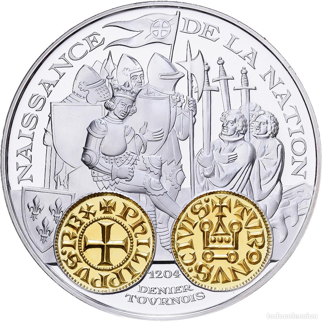 Medallas hist&oacute;ricas: [#1529954] Francia, medalla, Histoire Mon&eacute;taire, Denier Tournois, Plata, FDC
