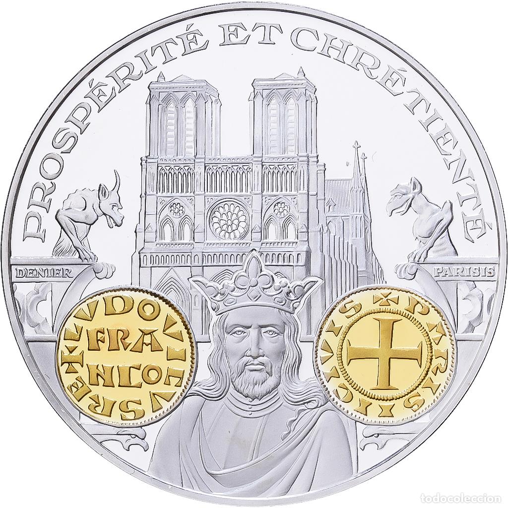 Medallas hist&oacute;ricas: [#1529959] Francia, medalla, Histoire Mon&eacute;taire, Denier Parisis, Louis VII, Plata, FDC