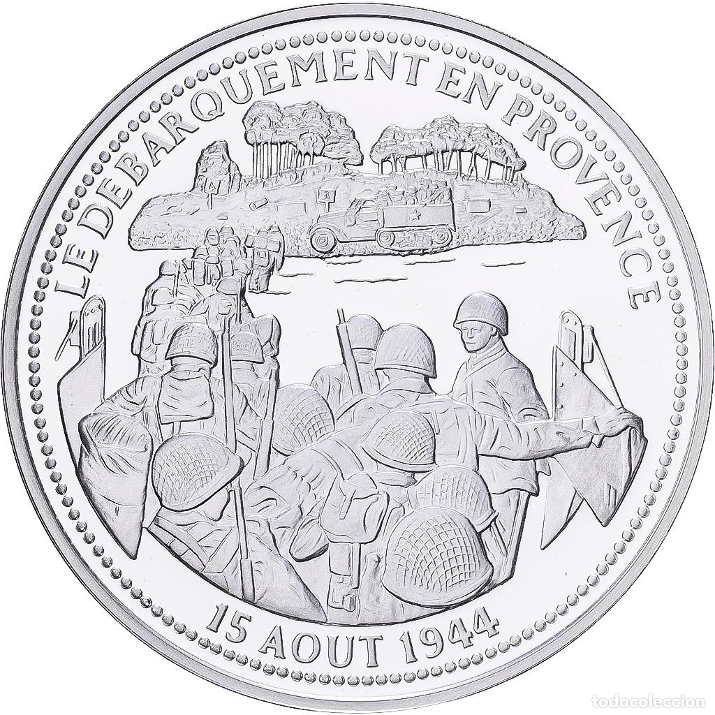 Medallas hist&oacute;ricas: [#1529995] Francia, medalla, Le D&eacute;barquement en Provence, Plata, FDC
