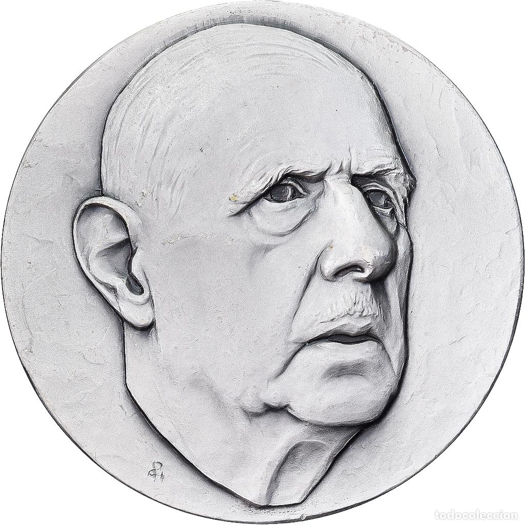 Medallas hist&oacute;ricas: [#1529448] Francia, medalla, Hommage au G&eacute;n&eacute;ral de Gaulle, La Boisserie, Bronce plateado