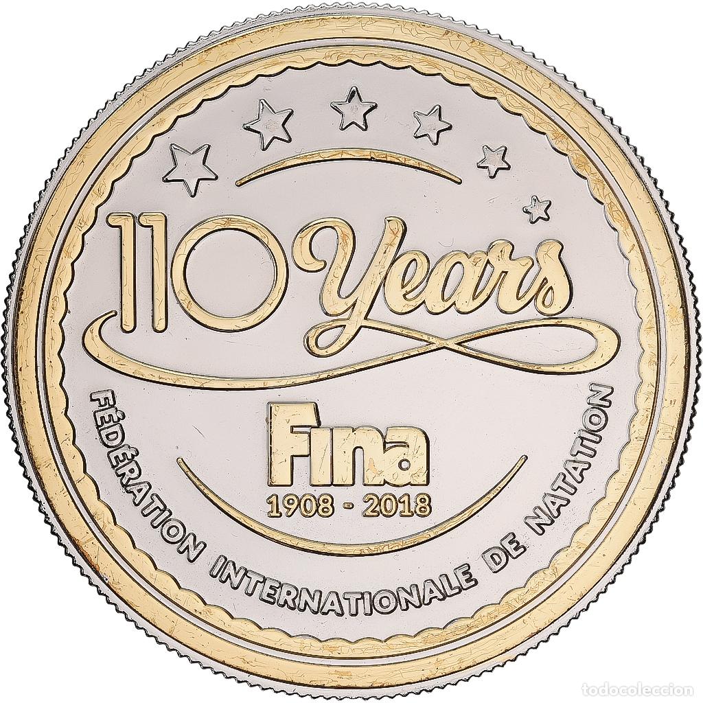 Medallas hist&oacute;ricas: [#1529521] Francia, medalla, 110 ans, F&eacute;d&eacute;ration Internationale de Natation, 2018