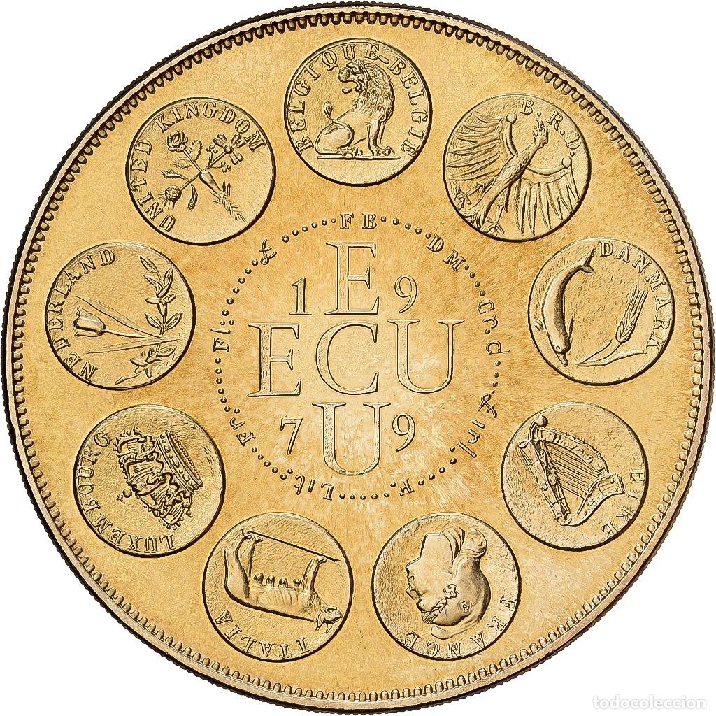Medallas hist&oacute;ricas: [#1529531] Francia, medalla, Ecu Europa, 1979, Bronce dorado, Rodier, SC+