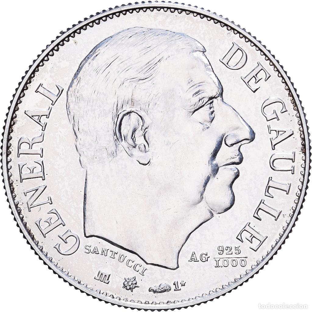 Medallas hist&oacute;ricas: [#1529540] Francia, zeton, G&eacute;n&eacute;ral De Gaulle, 1980, Plata, FDC