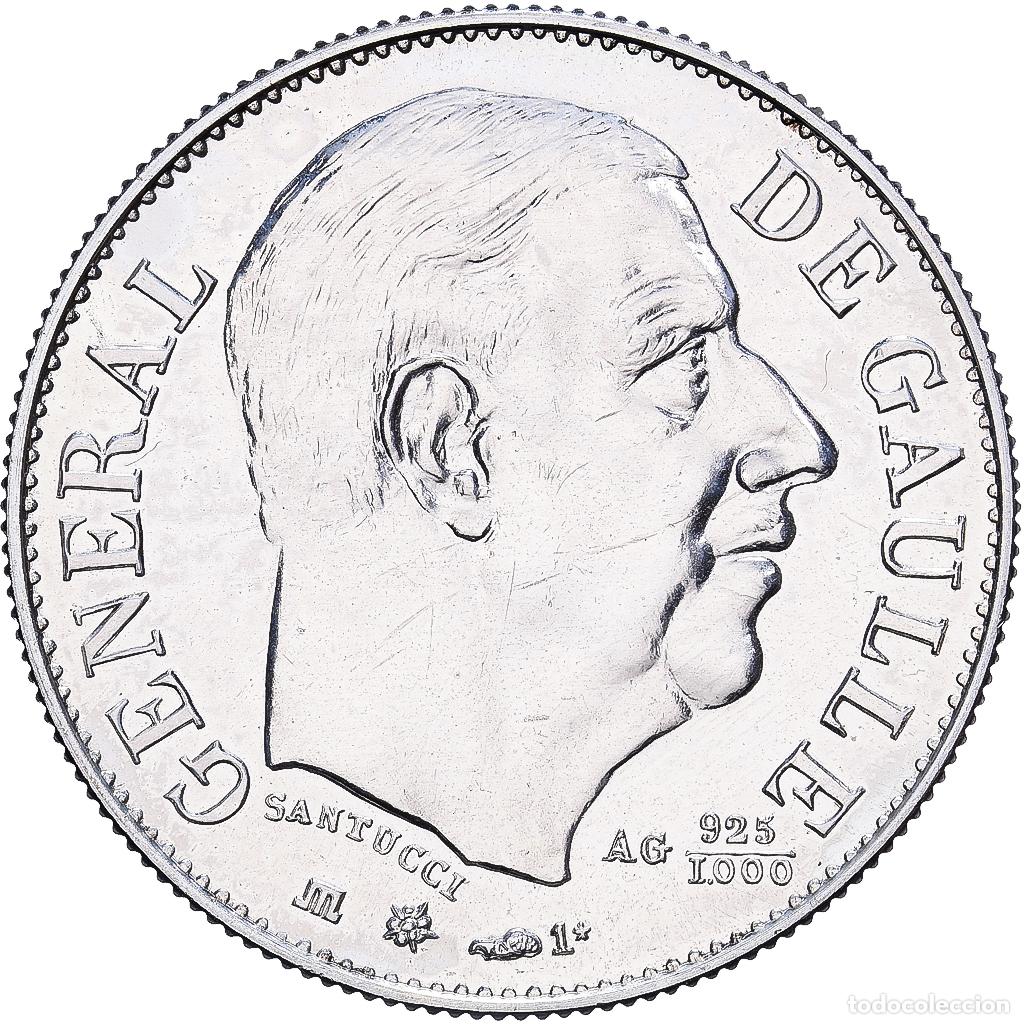 Medallas hist&oacute;ricas: [#1529541] Francia, zeton, G&eacute;n&eacute;ral De Gaulle, 1980, Plata, FDC