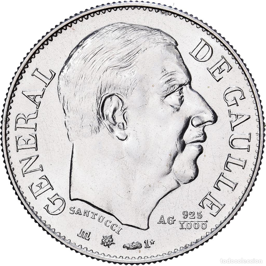 Medallas hist&oacute;ricas: [#1529586] Francia, zeton, G&eacute;n&eacute;ral De Gaulle, 1980, Plata, FDC
