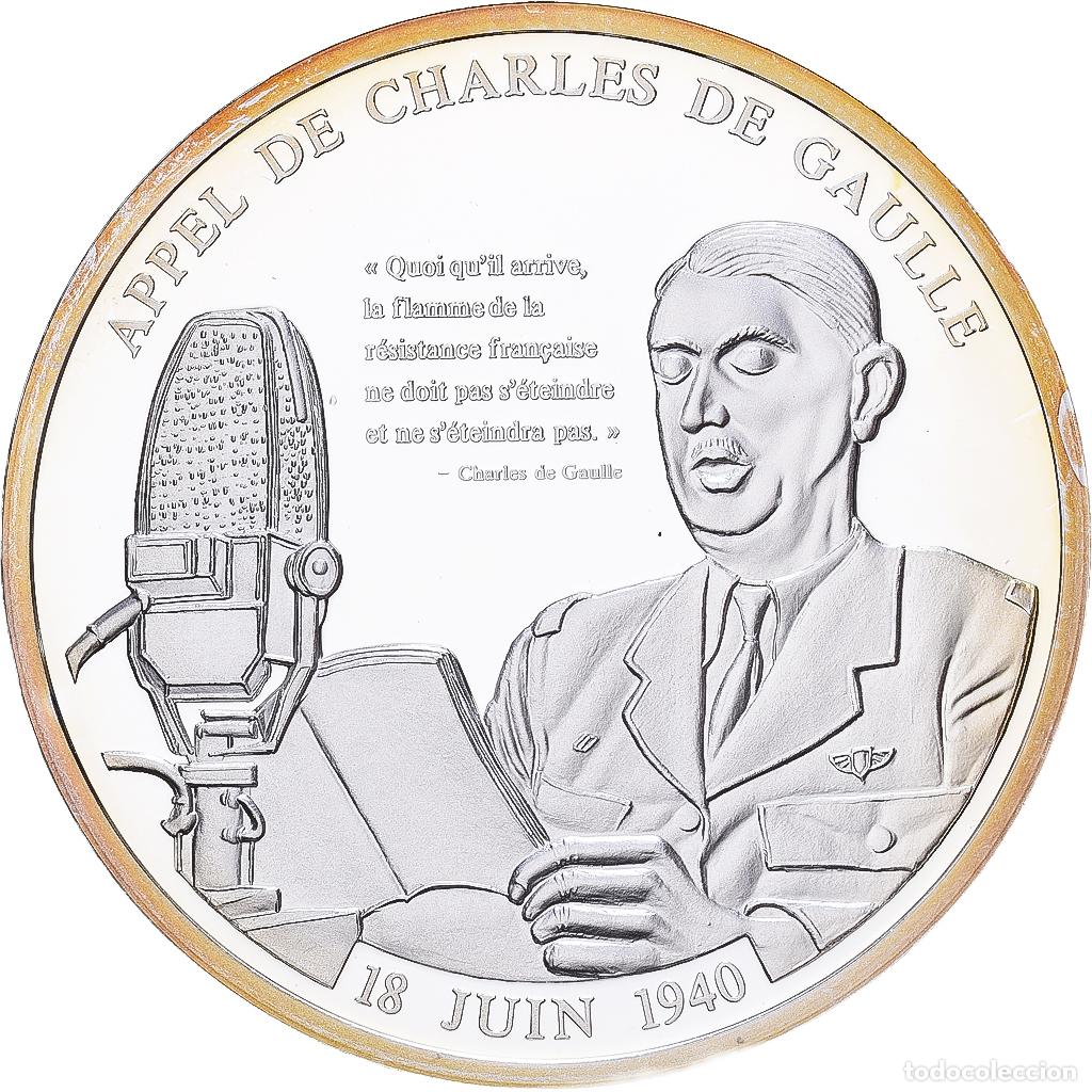 Medallas hist&oacute;ricas: [#1529676] Francia, medalla, Charles de Gaulle, Vie et H&eacute;ritage, Plata chapada en cobre