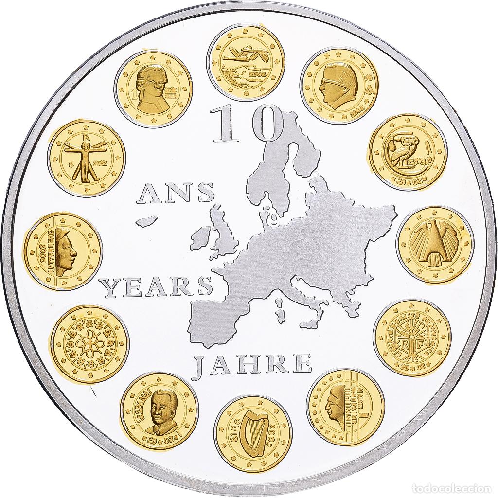 Medallas hist&oacute;ricas: [#1529678] Francia, medalla, 10 Ans dans l'Europe, Copper Plated Silver, FDC