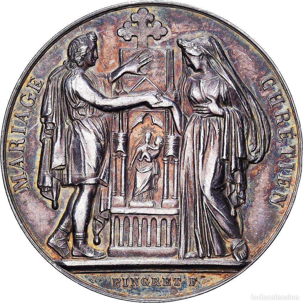Medallas hist&oacute;ricas: [#1529707] Francia, medalla, Religion, Mariage Chr&eacute;tien, Plata, Pingret, MBC+