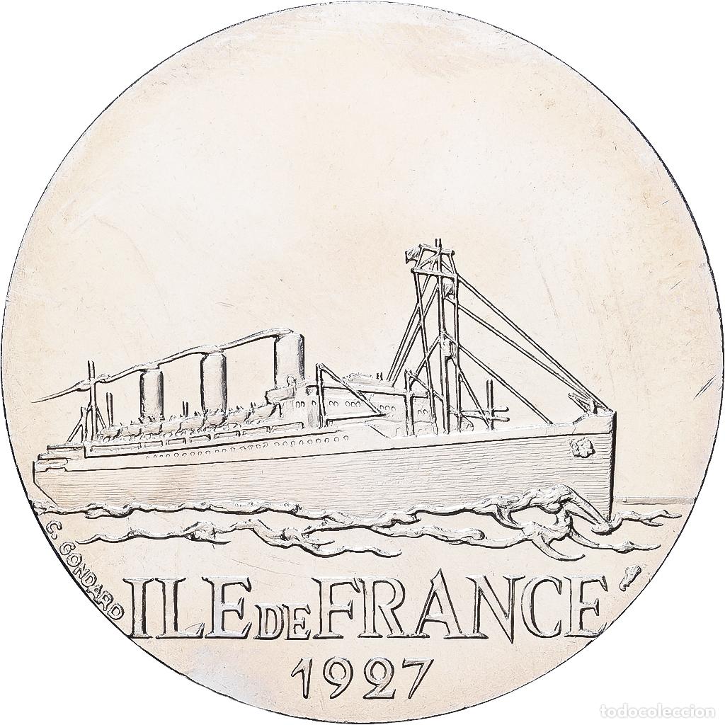 Medallas hist&oacute;ricas: [#1529712] Francia, medalla, Compagnie G&eacute;n&eacute;rale Transatlantique, Ile De France, Cobre -