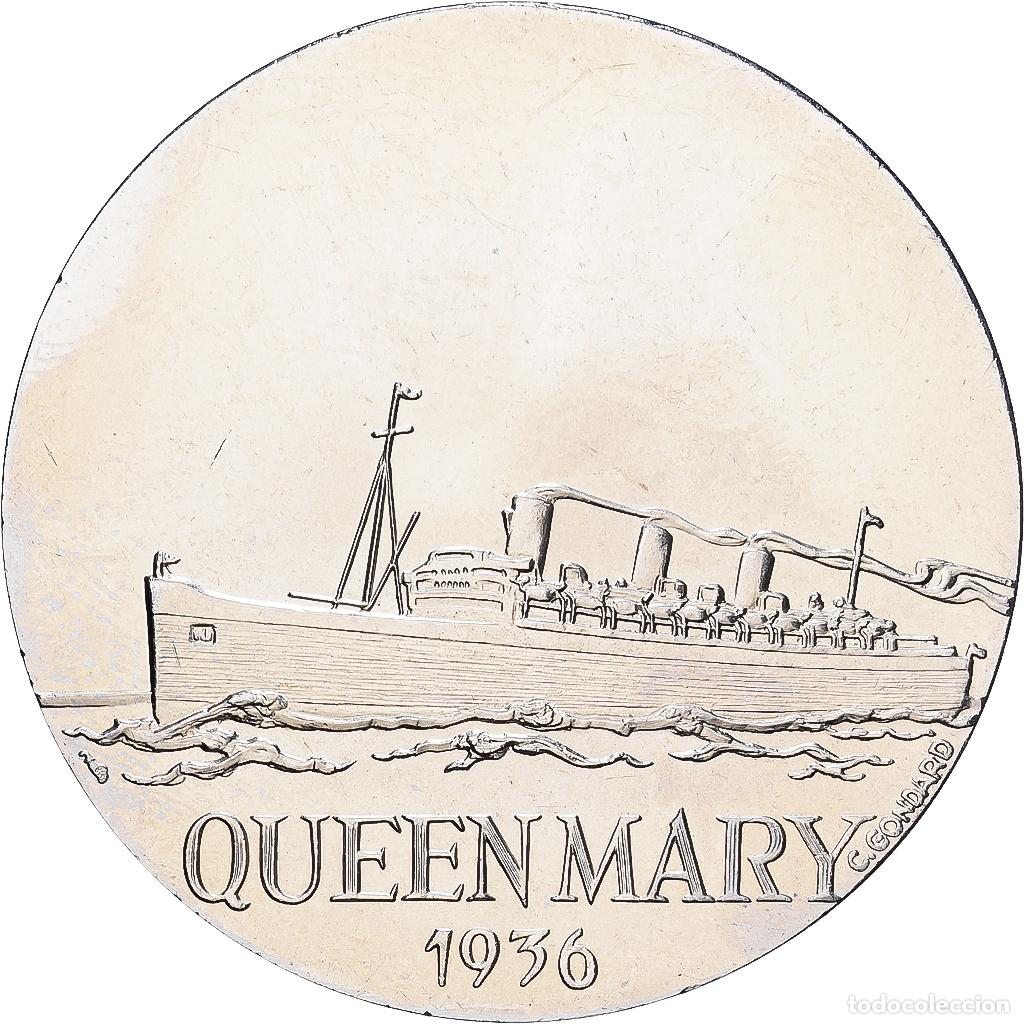 Medallas hist&oacute;ricas: [#1529714] Francia, medalla, Compagnie G&eacute;n&eacute;rale Transatlantique, Queen Mary, Cobre -