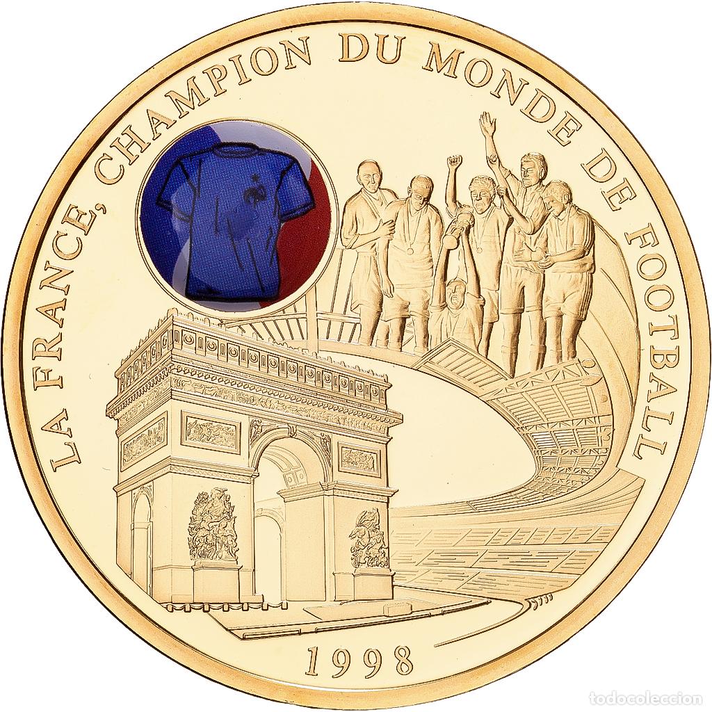 M&eacute;dailles historiques: [#1529879] Francia, medalla, La France, Champion du Monde de Football, 1998, Copper Gilt