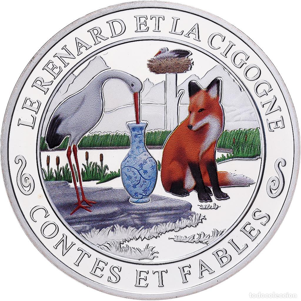 Medallas hist&oacute;ricas: [#1529938] Francia, medalla, Contes et Fables, Le Renard et la Cigogne, Plata, FDC