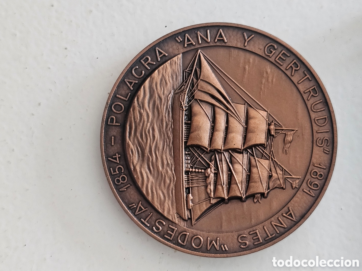 Medallas hist&oacute;ricas: Medalla de cobre del Sal&oacute;n N&aacute;utico Barcelona 1999 XXXVIII Modesta 1854 Polacra Ana i Gertrudis 1891