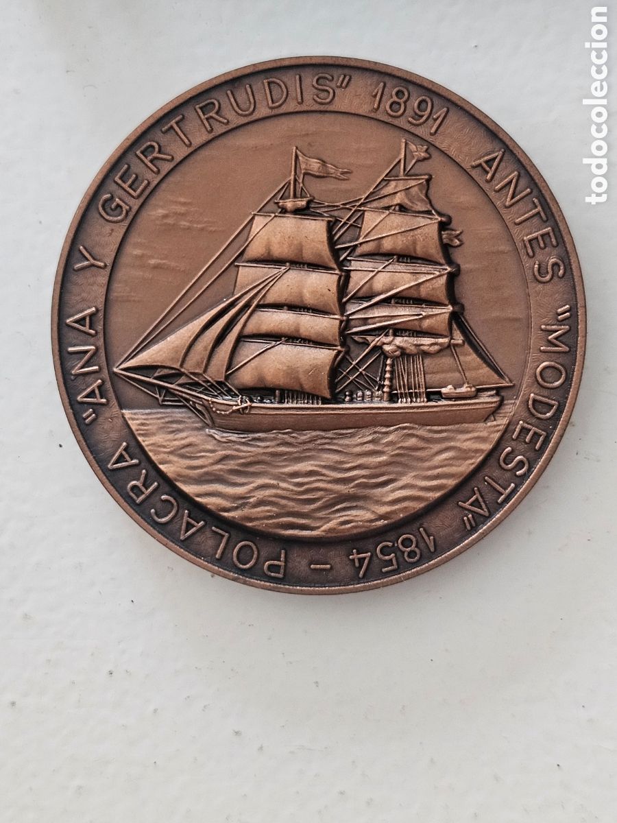 Medallas hist&oacute;ricas: Medalla de cobre del Sal&oacute;n N&aacute;utico Barcelona 1999 XXXVIII Modesta 1854 Polacra Ana i Gertrudis 1891