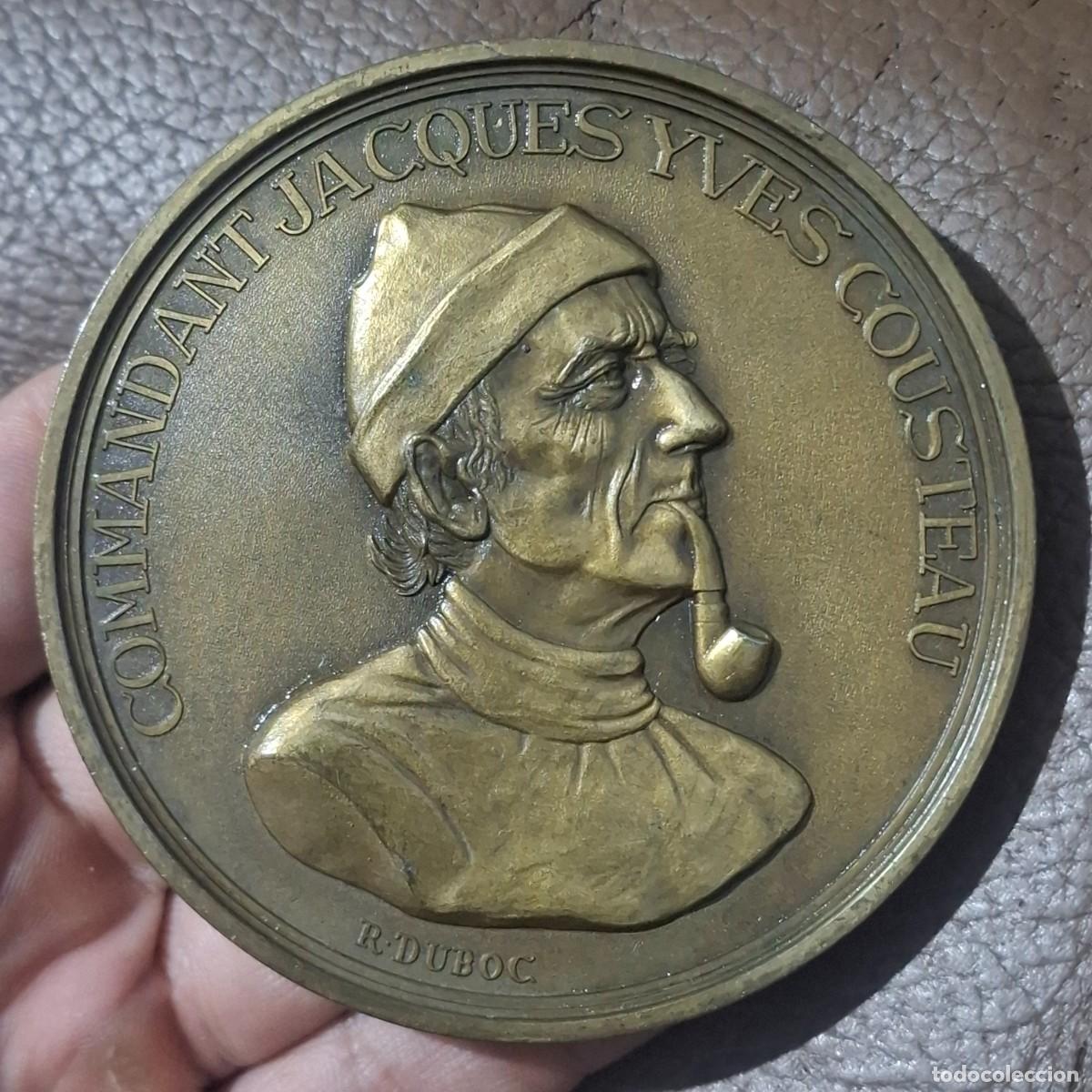 Medallas hist&oacute;ricas: Enorme Medalla bronce Jacques Cousteau y su buque Calypso -