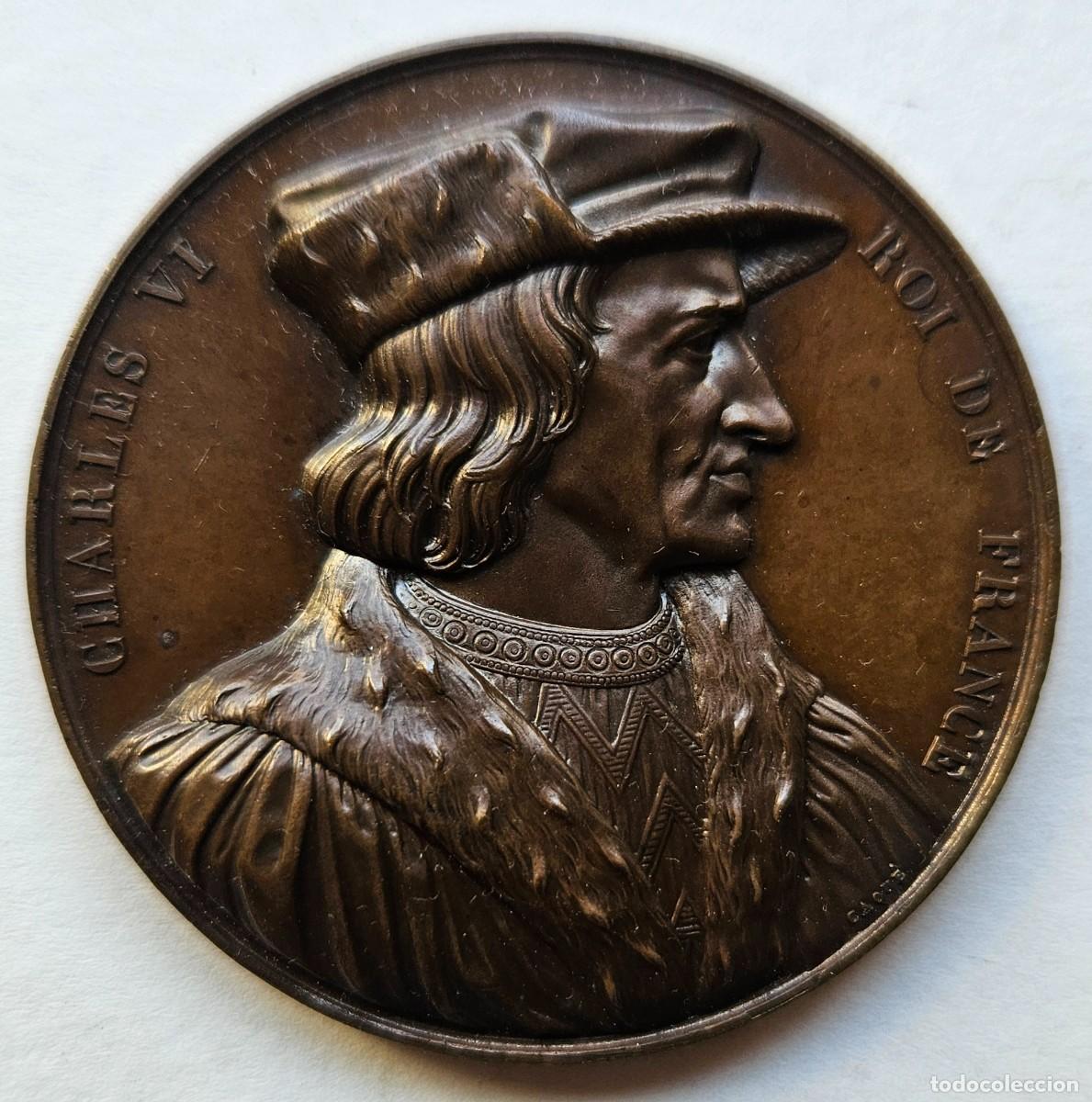 M&eacute;dailles historiques: Francia, medalla de la serie de gobernantes de Francia - Carlos VI el Loco, ca. 1840