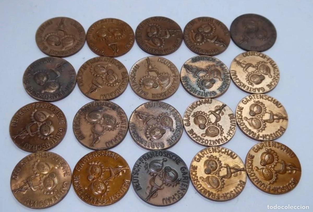 Medallas hist&oacute;ricas: Lote de 20 fichas originales &ldquo;Jard&iacute;n Franco-Alem&aacute;n&rdquo; (Deutsch-Franz&ouml;sische Gartenschau) &ndash; Saarbr&uuml;c