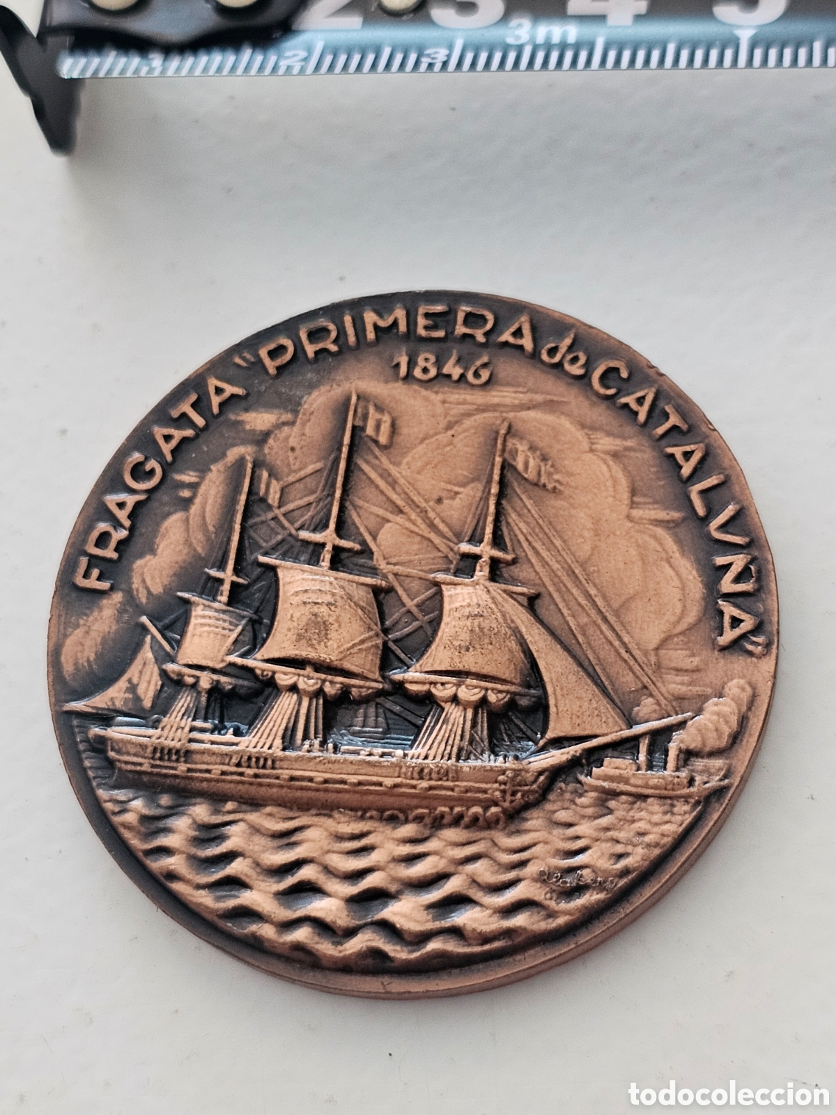 Medallas hist&oacute;ricas: Medalla de cobre del Sal&oacute;n N&aacute;utico XVII 1979 Fragata primera de Catalunya 1846