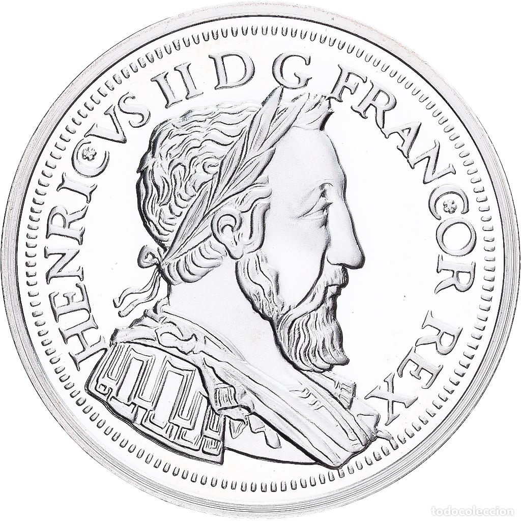 Medallas hist&oacute;ricas: [#1214008] Francia, medalla, Reproduction du Teston au Croissant, Henri II, Plata, FDC