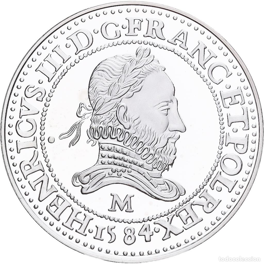 Medallas hist&oacute;ricas: [#1214014] Francia, medalla, Reproduction du Franc au Col Frais&eacute;, Henri III, Plata, FDC