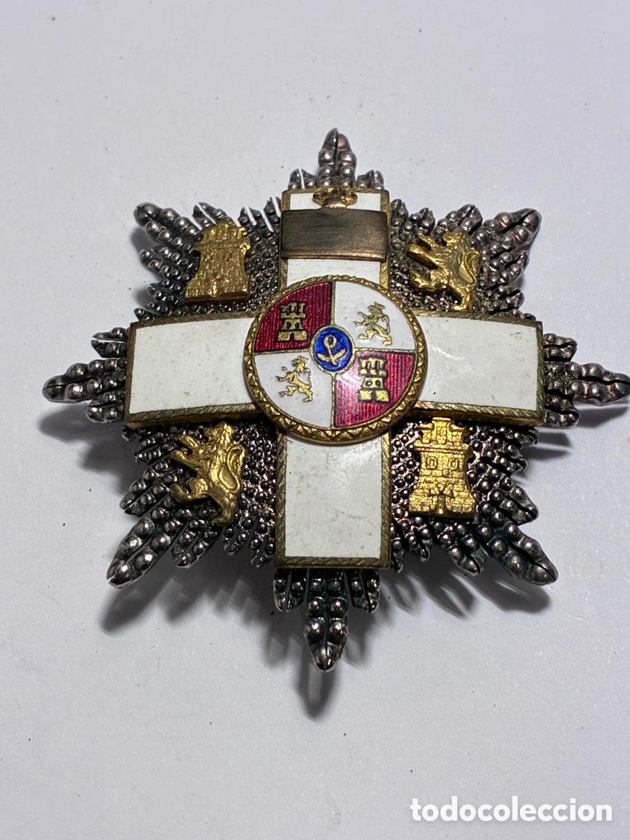 Medallas hist&oacute;ricas: Cruz placa al M&eacute;rito Militar orden distintivo blanco. &Eacute;poca Franco Espa&ntilde;a.