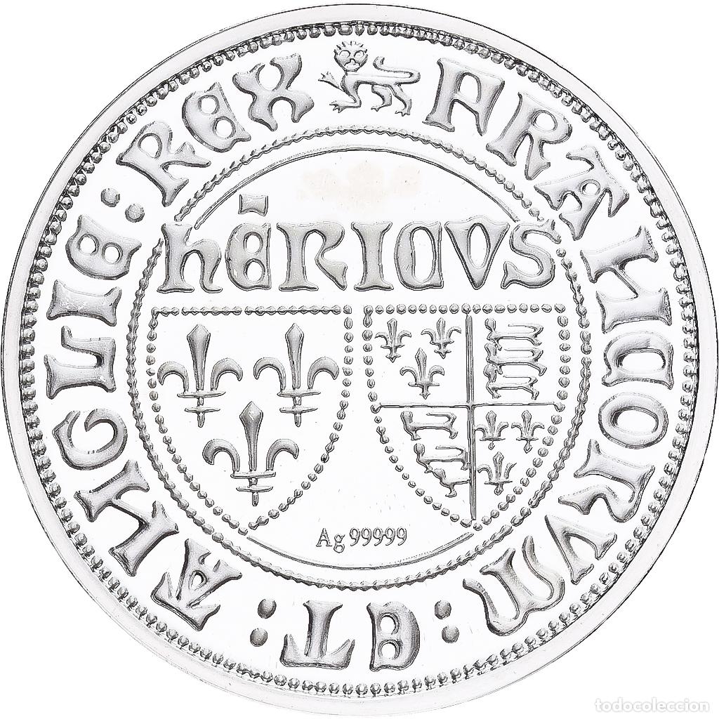 Medallas hist&oacute;ricas: [#1214022] Francia, medalla, Reproduction du Blanc aux Ecus, Henry VI de Lancastre, Plata