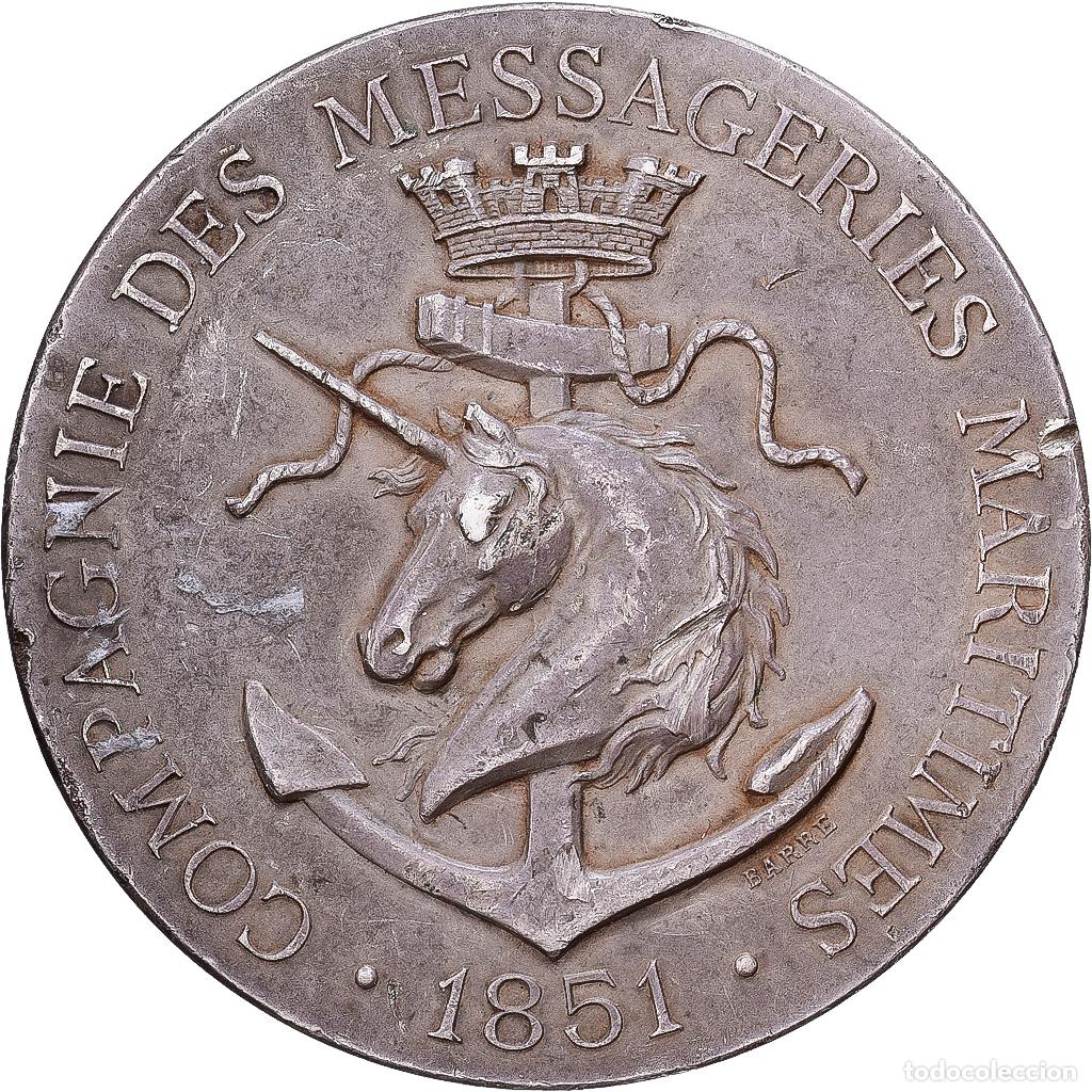 Medallas hist&oacute;ricas: [#1214322] Francia, medalla, Compagnie des Messageries Maritimes, 1851, Plata, Barre, MBC