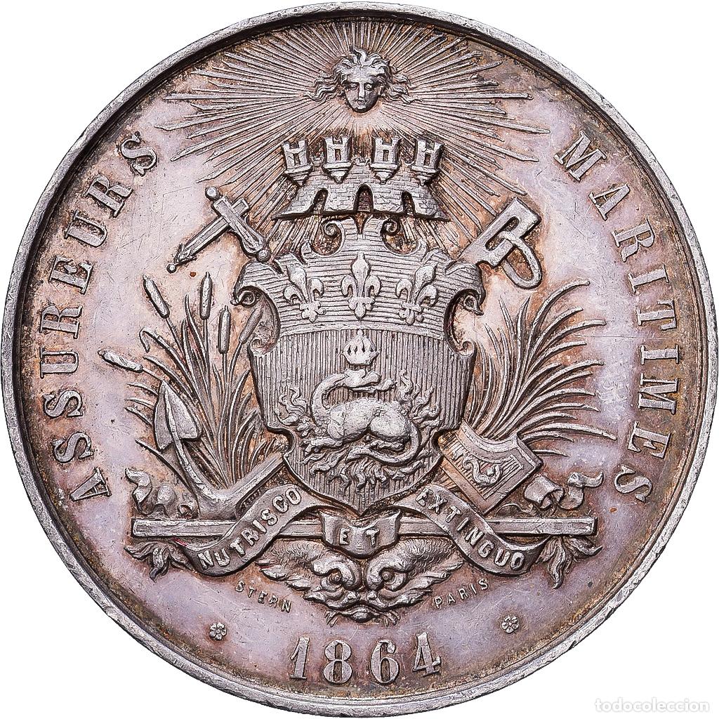 Medallas hist&oacute;ricas: [#1214323] Francia, zeton, Assureurs maritimes, Comit&eacute; du H&acirc;vre, 1864, Plata, MBC+
