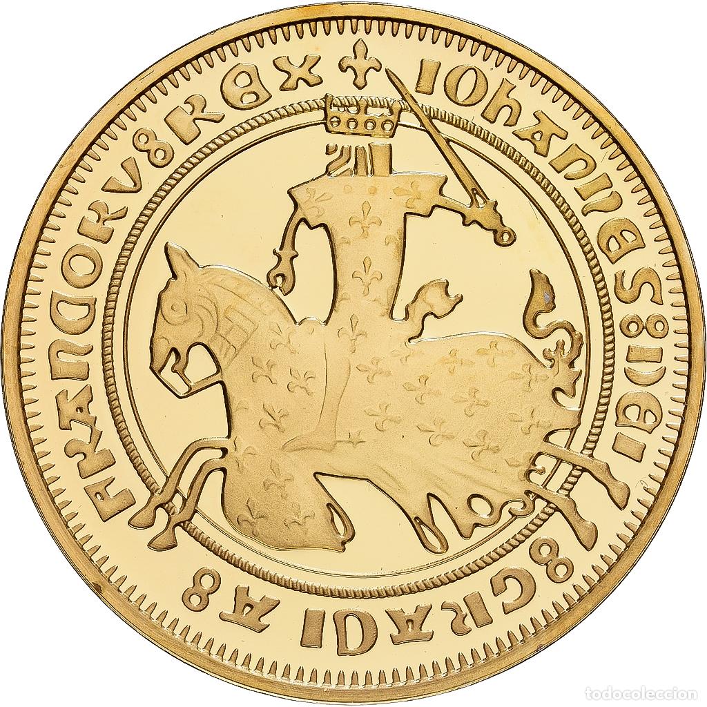 Medallas hist&oacute;ricas: [#1214223] Francia, medalla, Reproduction du Franc &agrave; Cheval, Copper Gilt, Prueba, FDC