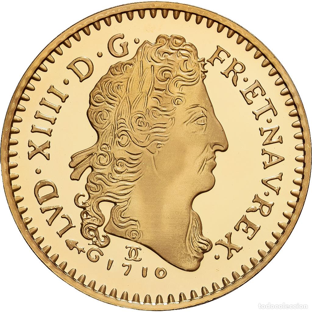 Medallas hist&oacute;ricas: [#1214225] Francia, medalla, Louis XIV, Reproduction louis d'or 1710, Copper Gilt, Prueba