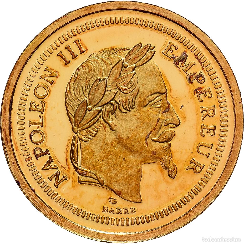 Medallas hist&oacute;ricas: [#1214286] Francia, medalla, R&eacute;plique de la 100 Francs Or Napol&eacute;on III, Oro, FDC