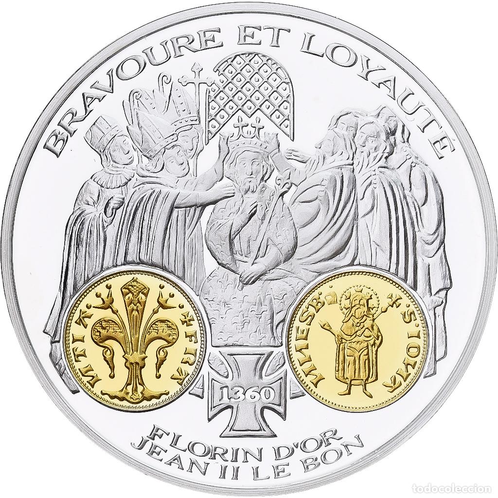 Medallas hist&oacute;ricas: [#1214063] Francia, medalla, Histoire Mon&eacute;taire, Florin d'Or Jean II Le Bon, Plata, FDC