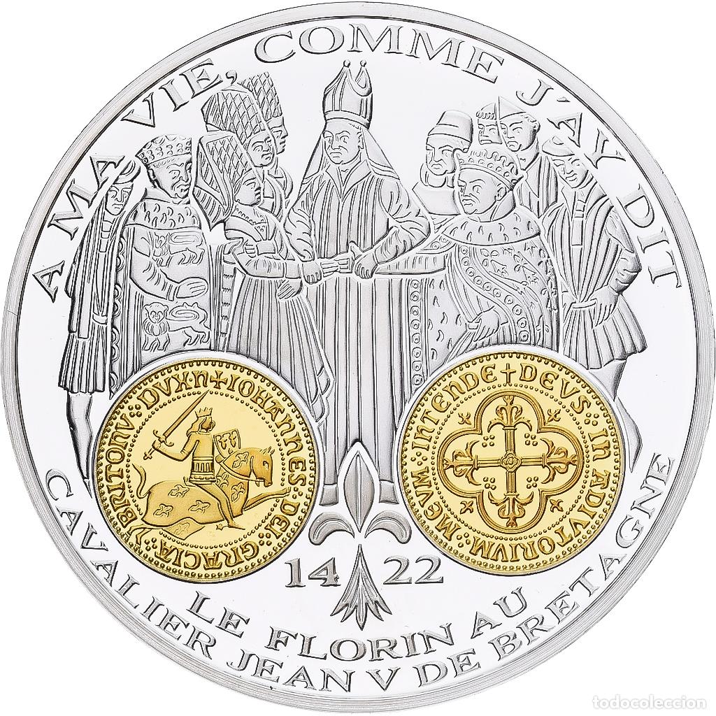 Medallas hist&oacute;ricas: [#1214067] Francia, medalla, Histoire Mon&eacute;taire, Le Florin au Cavalier, Jean de Bretagne