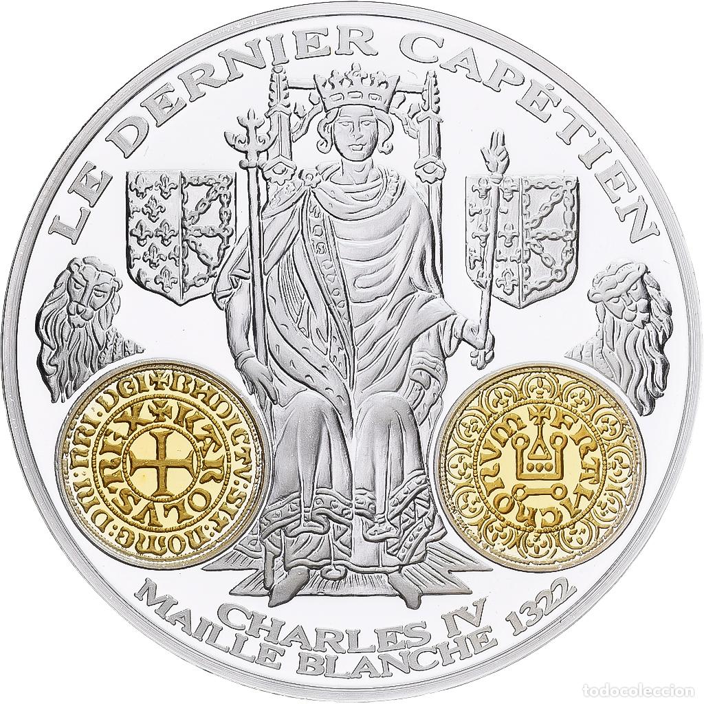 Medallas hist&oacute;ricas: [#1214077] Francia, medalla, Histoire Mon&eacute;taire, Charles IV, Maille Blanche, Plata, FDC