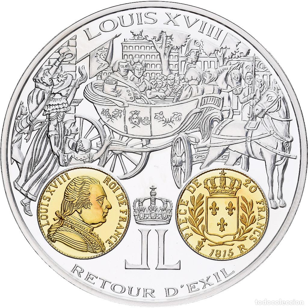 Medallas hist&oacute;ricas: [#1214086] Francia, medalla, Histoire Mon&eacute;taire, 20 Francs Louis XVIII, Plata, FDC