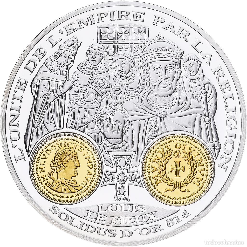 Medallas hist&oacute;ricas: [#1214092] Francia, medalla, Histoire Mon&eacute;taire, Solidus d'Or, Louis Le Pieux, Plata, FDC