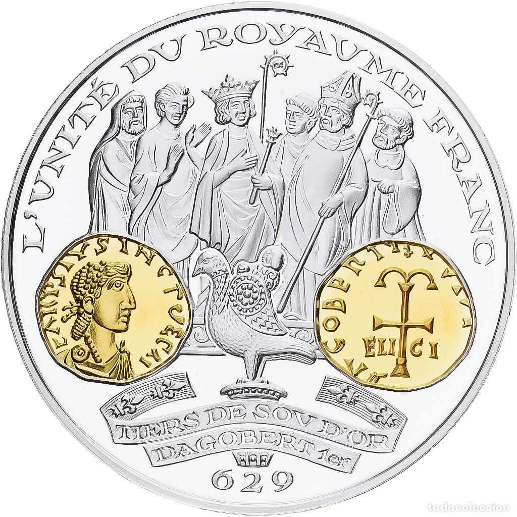 Medallas hist&oacute;ricas: [#1214087] Francia, medalla, Histoire Mon&eacute;taire, Tiers de Sou, Dagobert Ier, Plata, FDC