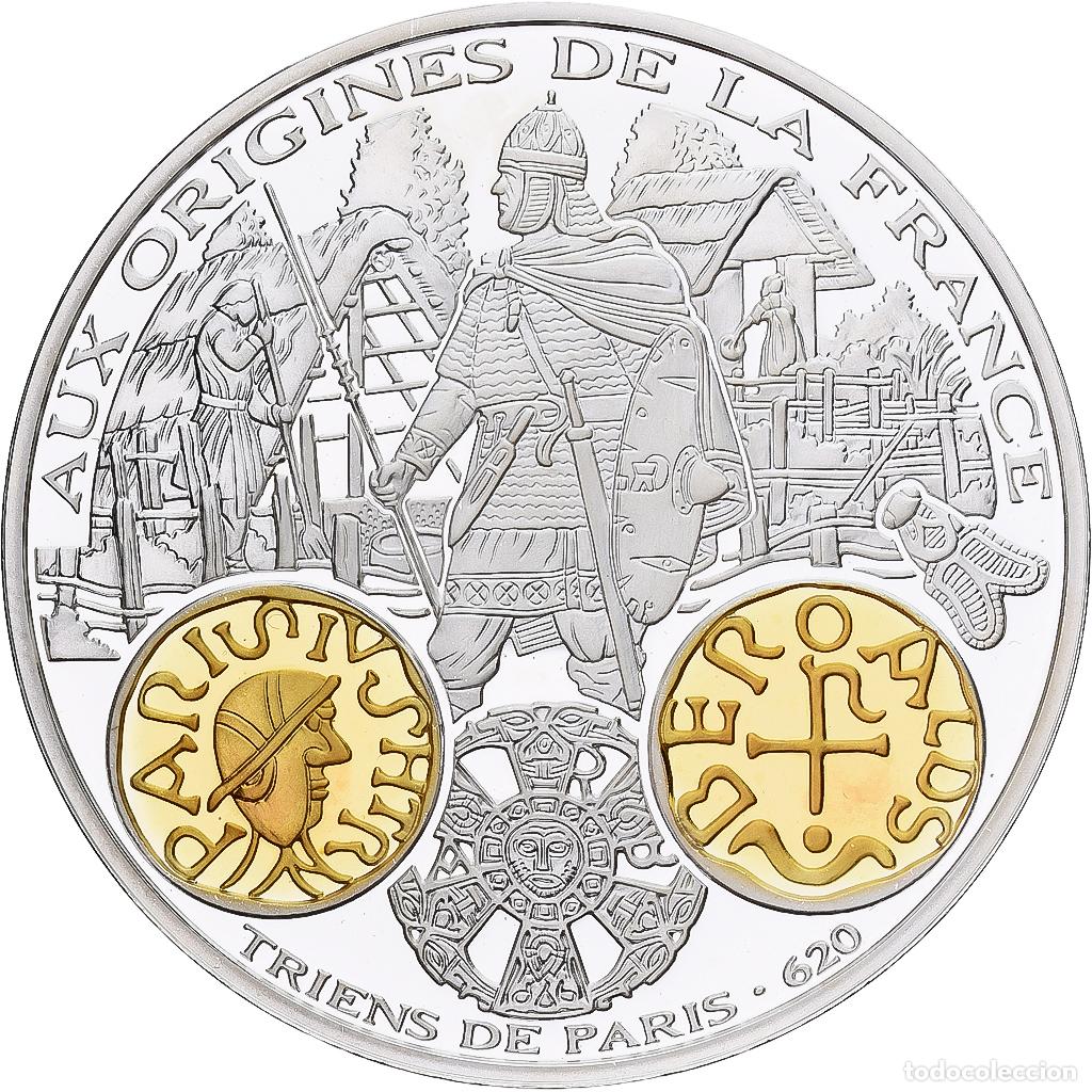 Medallas hist&oacute;ricas: [#1214091] Francia, medalla, Histoire Mon&eacute;taire, Triens de Paris, Plata, FDC