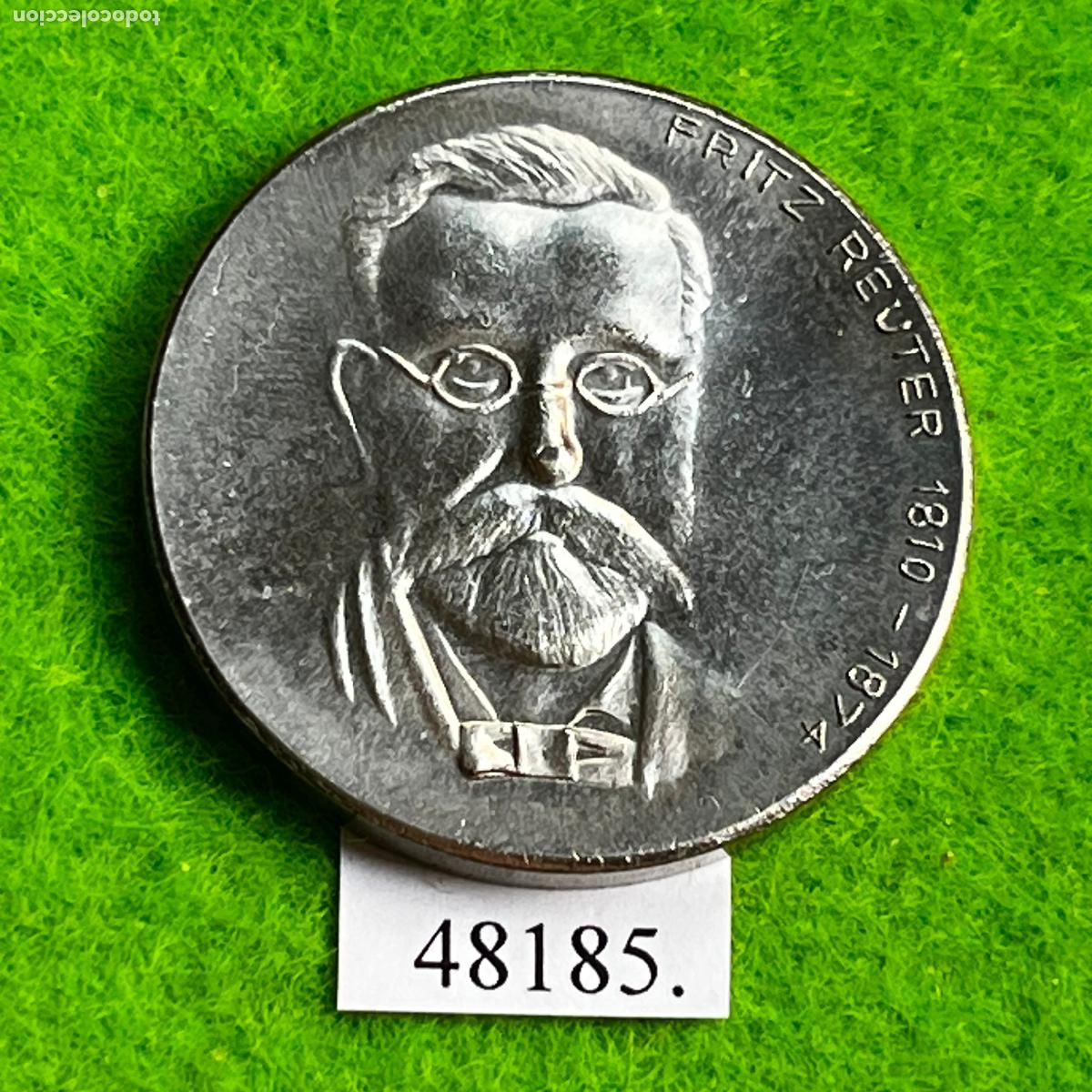 Medallas hist&oacute;ricas: Medalla Alemania comunista, Fritz Reuter 1810-1874, DDR , RDA