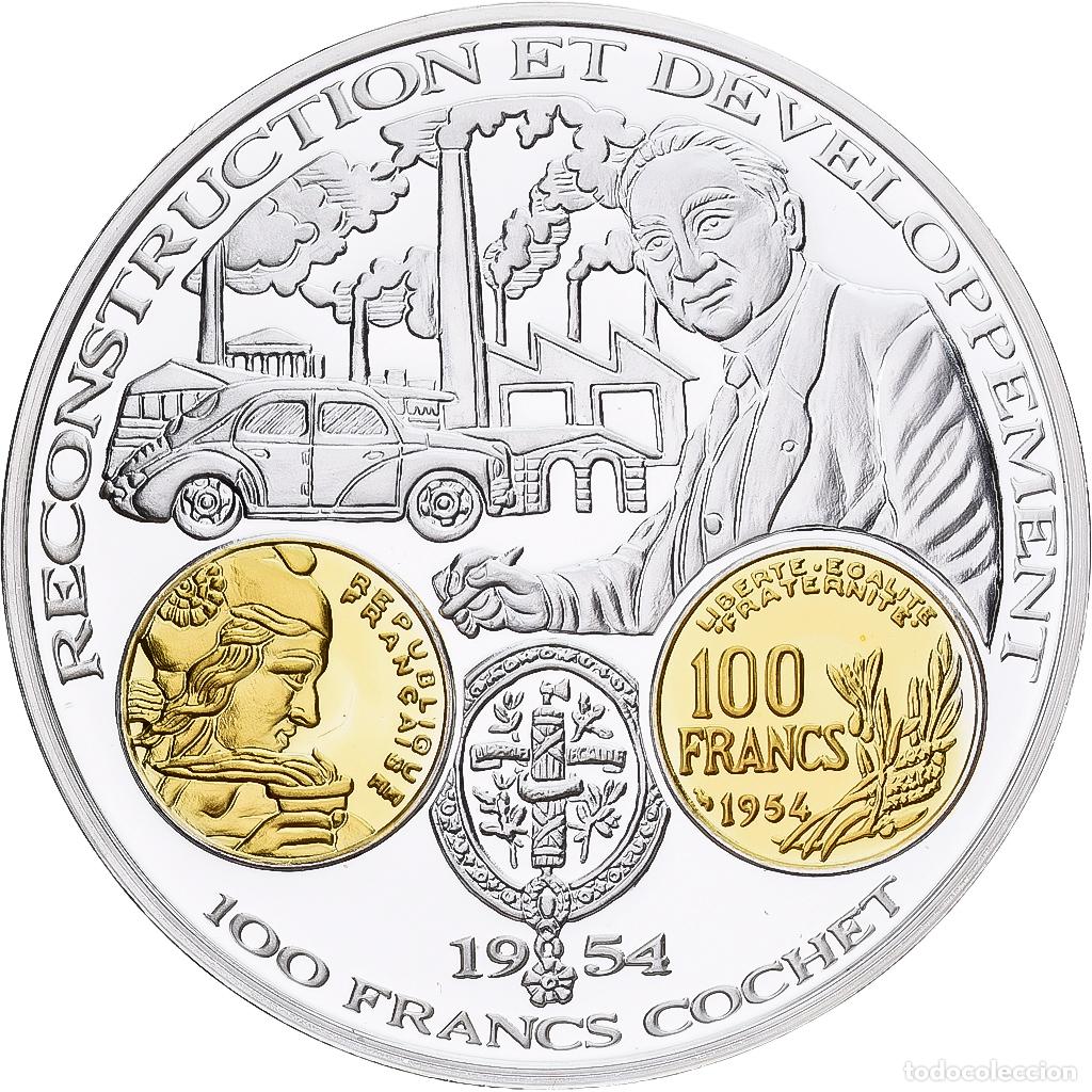 Medallas hist&oacute;ricas: [#1214097] Francia, medalla, Histoire Mon&eacute;taire, 100 Francs Cochet, Plata, FDC