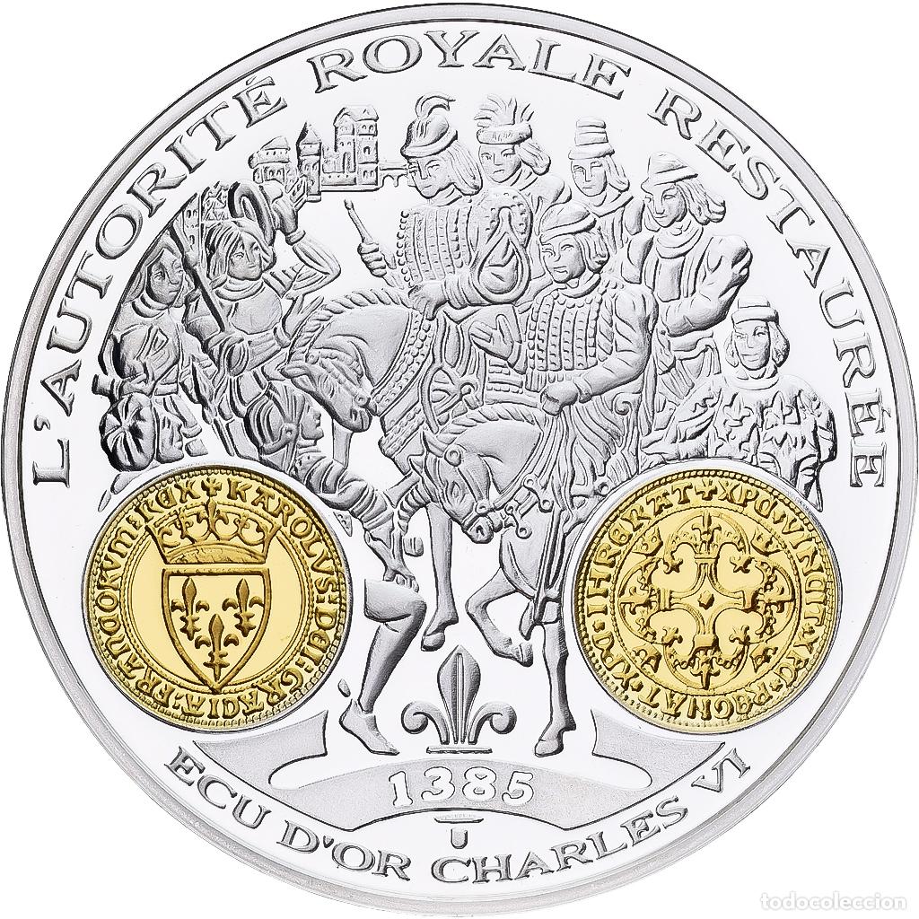 Medallas hist&oacute;ricas: [#1214098] Francia, medalla, Histoire Mon&eacute;taire, Ecu d'Or Charles VI, Plata, FDC