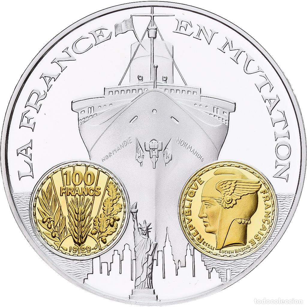 Medallas hist&oacute;ricas: [#1214116] Francia, medalla, Histoire Mon&eacute;taire, 100 Francs Bazor, Plata, FDC