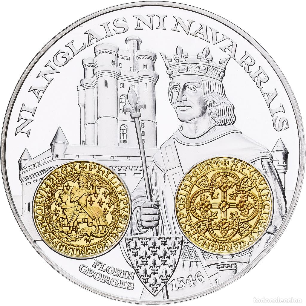 Medallas hist&oacute;ricas: [#1214107] Francia, medalla, Histoire Mon&eacute;taire, Florin George, Plata, FDC