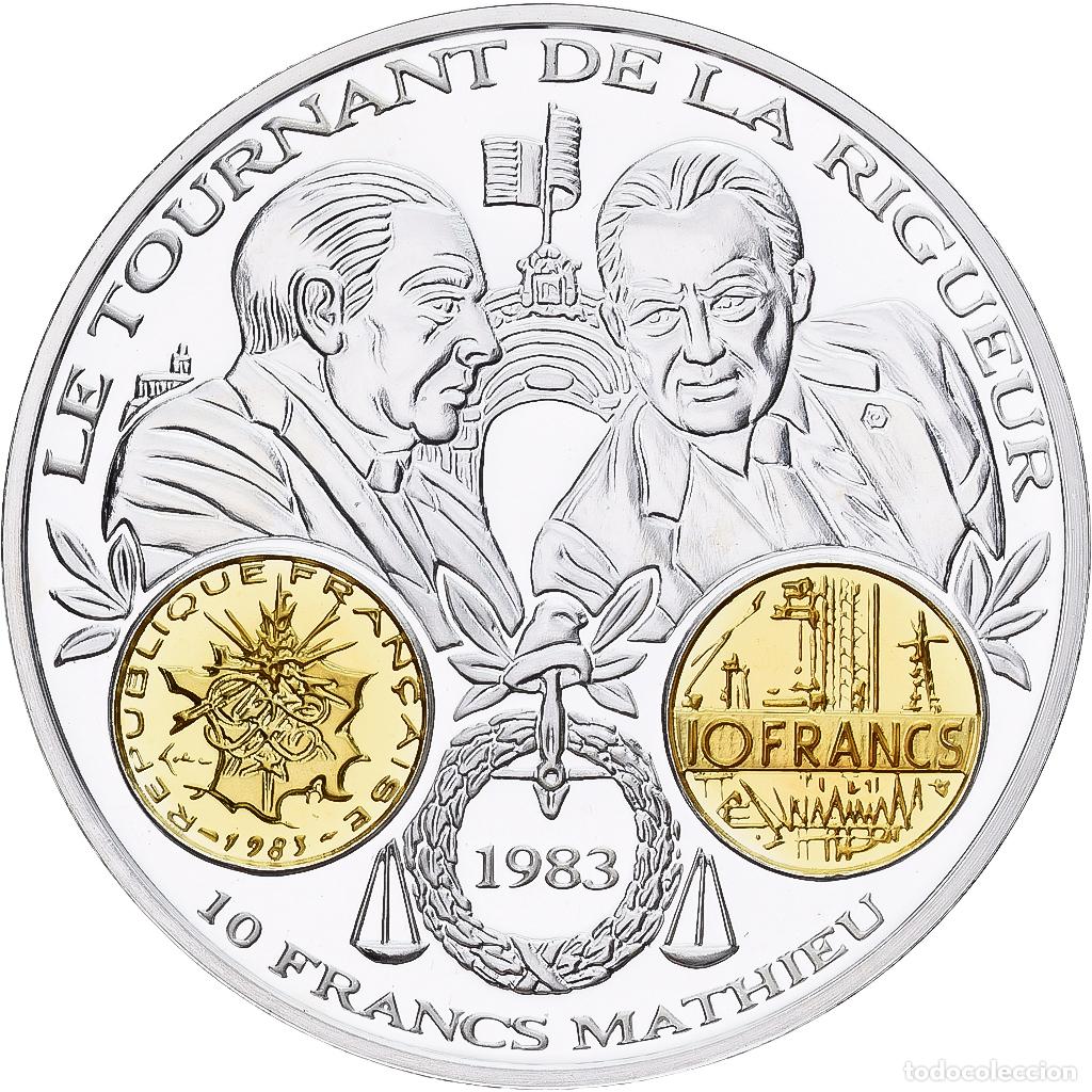 Medallas hist&oacute;ricas: [#1214114] Francia, medalla, Histoire Mon&eacute;taire, 10 Francs Mathieu, Plata, FDC