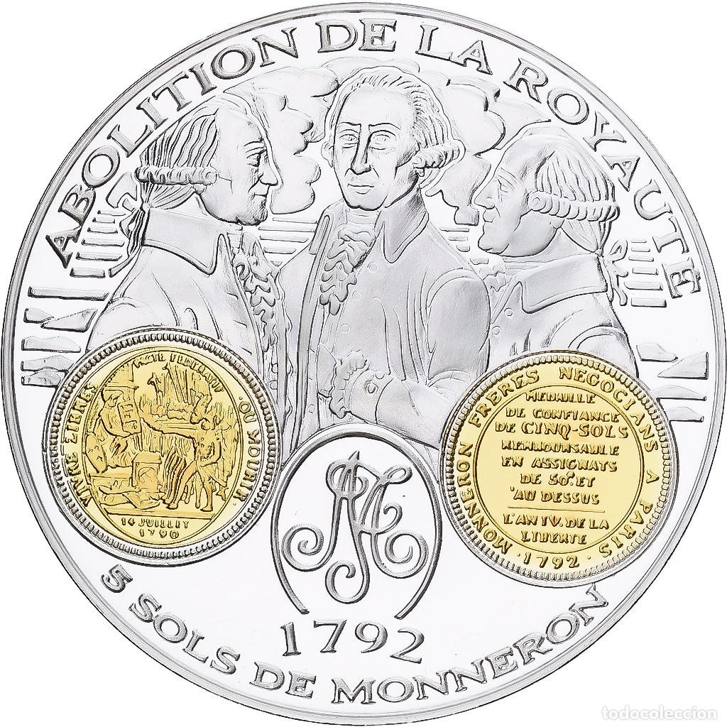 Medallas hist&oacute;ricas: [#1214122] Francia, medalla, Histoire Mon&eacute;taire, 5 Sols de Monneron, Plata, FDC