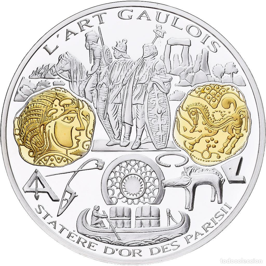Medallas hist&oacute;ricas: [#1214126] Francia, medalla, Histoire Mon&eacute;taire, Stat&egrave;re d'Or des Parisii, Plata, FDC
