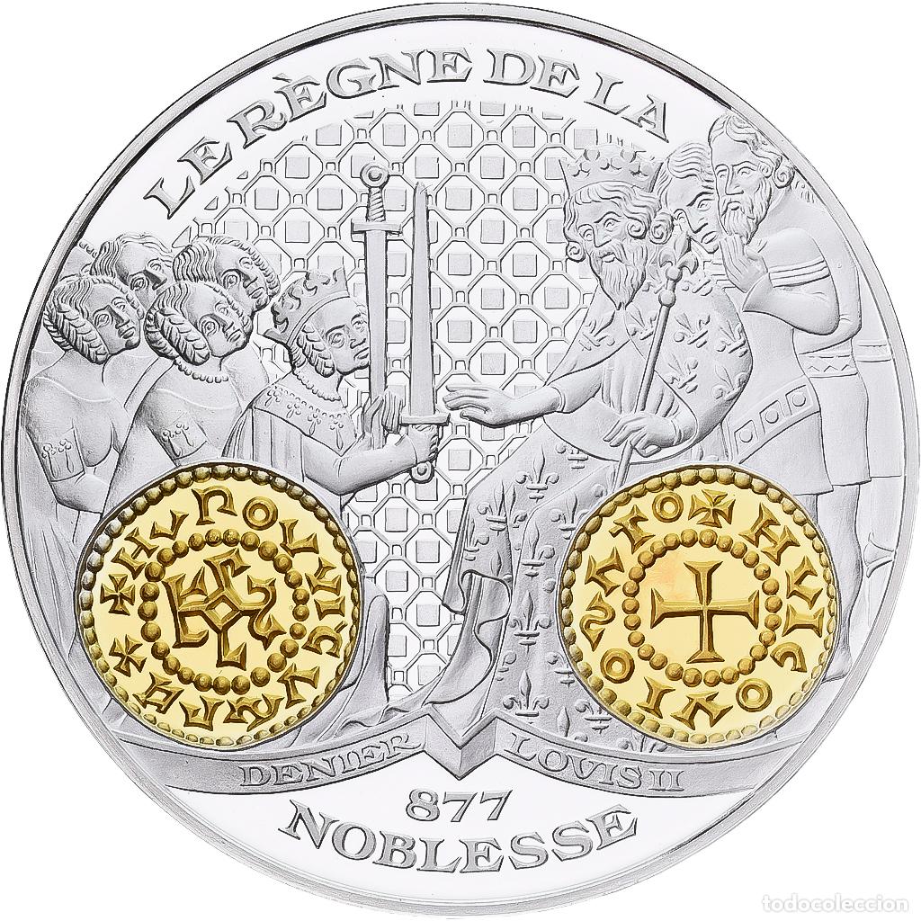 Medallas hist&oacute;ricas: [#1214139] Francia, medalla, Histoire Mon&eacute;taire, Denier de Louis II, Plata, FDC