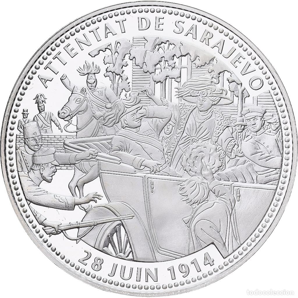 Medallas hist&oacute;ricas: [#1214140] Francia, medalla, Premi&egrave;re Guerre Mondiale, Attentat de Sarajevo, Plata, FDC