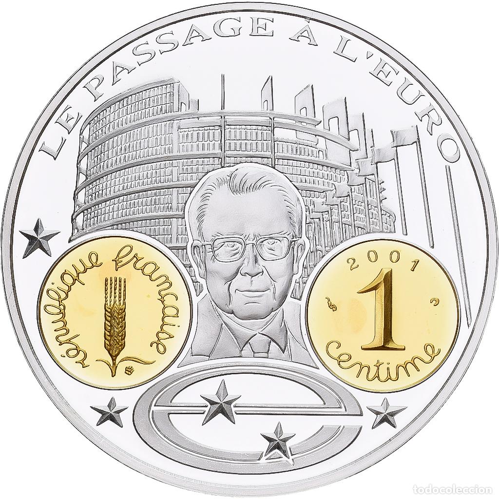 Medallas hist&oacute;ricas: [#1214133] Francia, medalla, Histoire Mon&eacute;taire, 1 Centime Epi, Plata, FDC